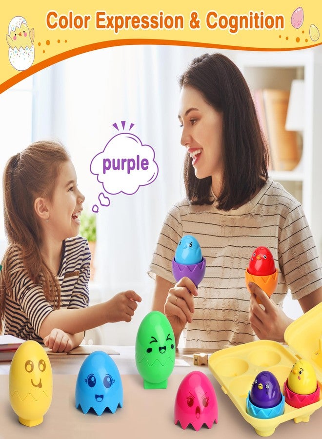 MOONTOY Toddler Toys Matching Egg Toys for Toddlers 1-3 Eggs Learning Montessori Toys Educational Color, Shapes and Sorting Recognition Skills Puzzle Matching Games for Kid Baby Boy Girl Easter Gift - Image 3